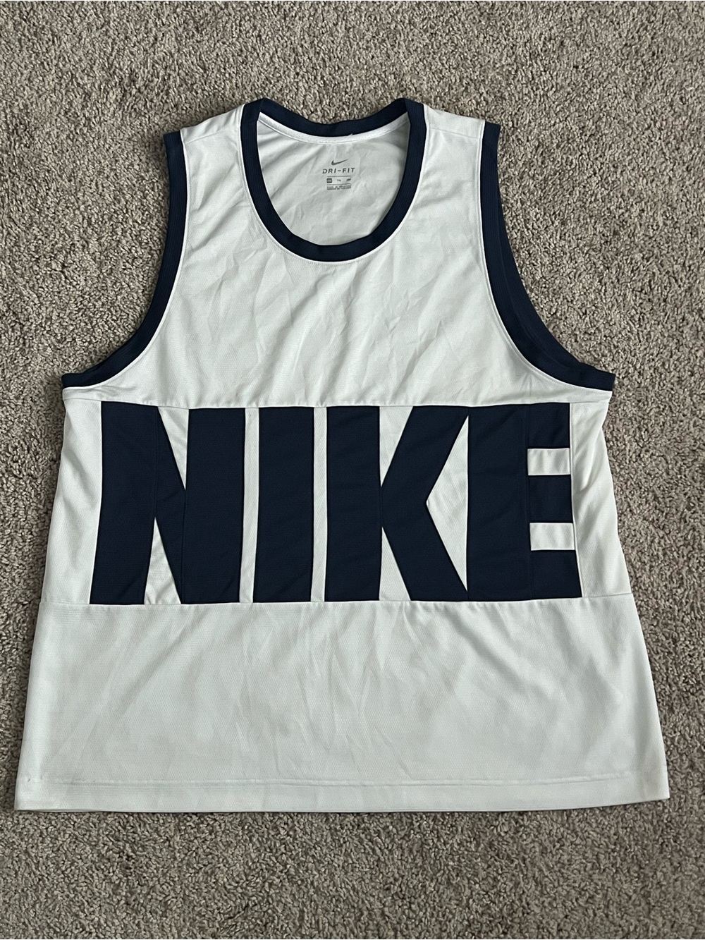 Nike White Tank Top with Navy Trim